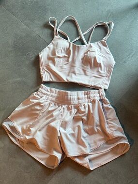 Lululemon Strawberry Milkshake Size 4 Shorts / Longline Bra Set